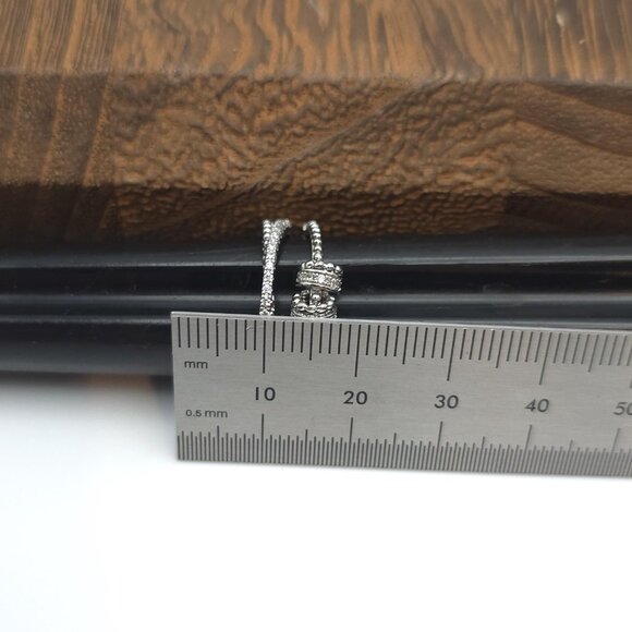 Size 6.5 Sterling Silver Moving CZ Charms Open Ring A655 - Picture 7 of 8